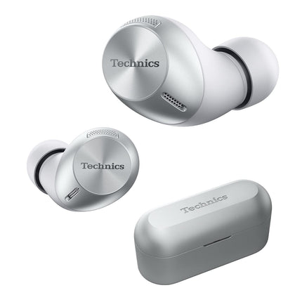 Technics True Wireless Multipoint Bluetooth Earbuds with Microphone, HiFi, Clear Calls, Long Battery Life, Lightweight Comfort Fit, Alexa Built in, EAH-AZ40-S (Silver)