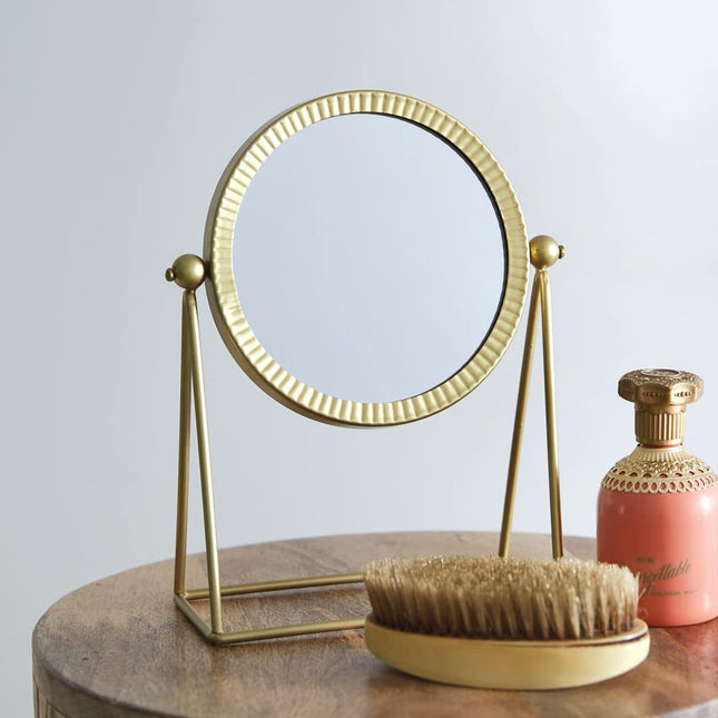 CTW Home Collection Mini Gold Tabletop Mirror, 8-inch Width