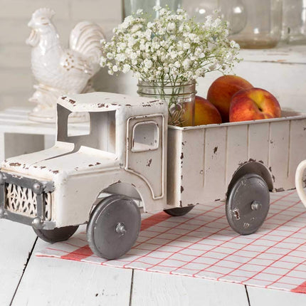 Vintage White Rustic Truck Planter Decorative Tabletop Storage
