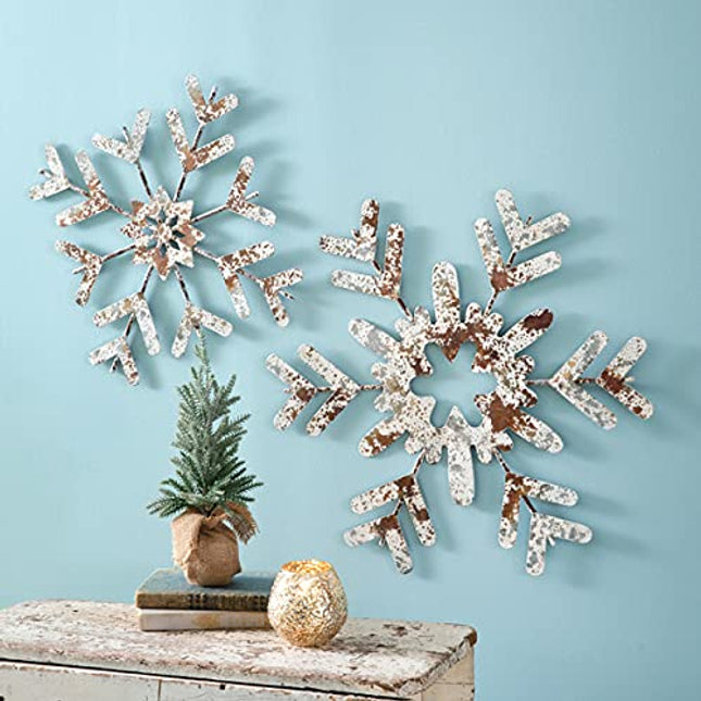 CTW Collection 530445 Set of Two Distressed Metal Snowflakes