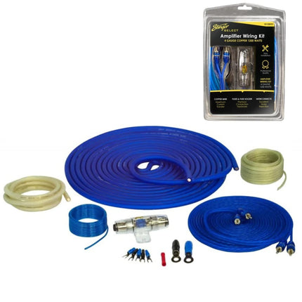 Stinger 4-Gauge Copper Amplifier Wiring Kit, 1200 Watt Sub Wiring Kit, Complete Amp Wiring KIt for Complete Installation (4 Gauge - 1200 Watt)