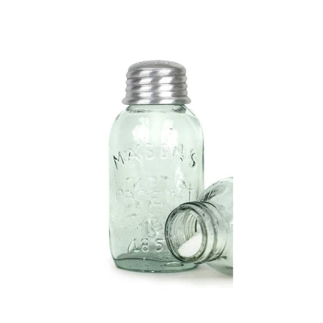 Mason Jar Salt and Pepper Shaker, 3.75-inch Height, Glass, Clear