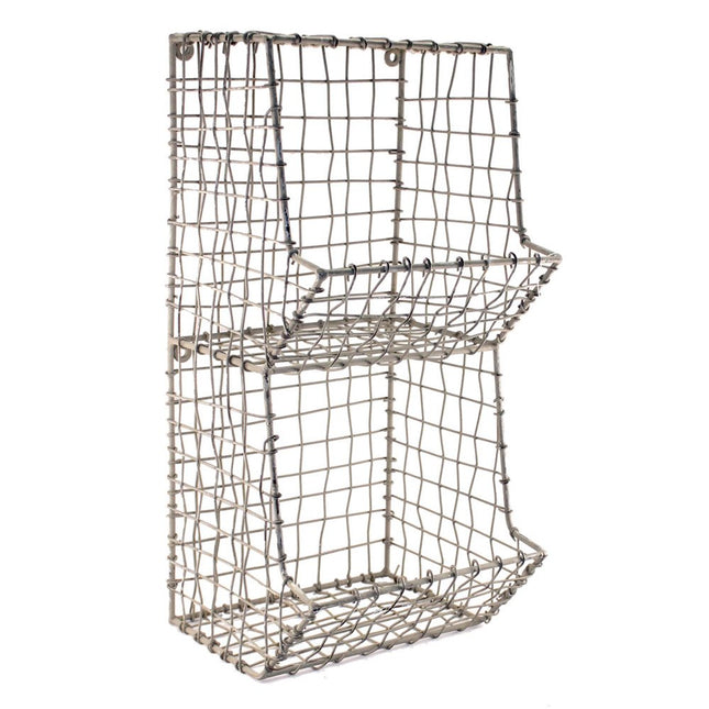 Colonial Tin Works Mini Rustic Wire General Store Wall Bin,Gray,7½ W x 7 D x 16 T