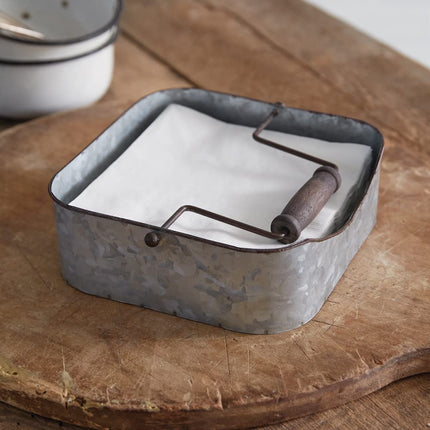 CTW Home Collection Galvanized Napkin Caddy, 7-inch Depth