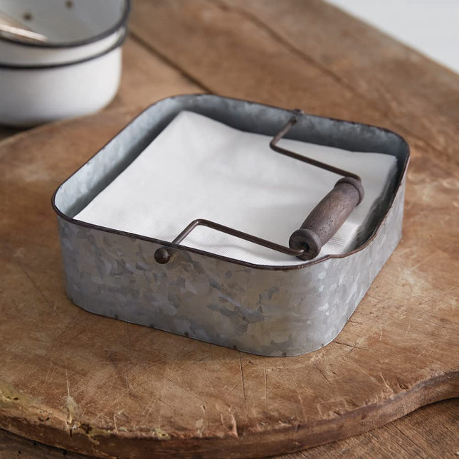 CTW Home Collection Galvanized Napkin Caddy, 7-inch Depth