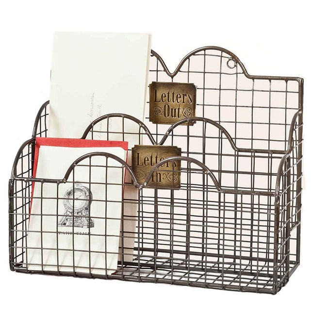 Colonial Tin Works Industrial Galvanized Steel Wire Letter/File Desk Organizer Holder Office Storage, Gray (370041)
