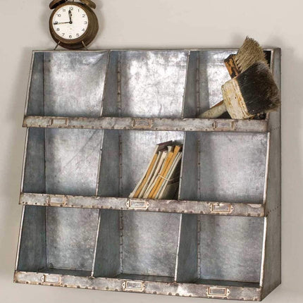 Industral Style Vintage Farmhouse Country Rustic Galvanized Steel Wall Cubbies Shelves Bins (1)