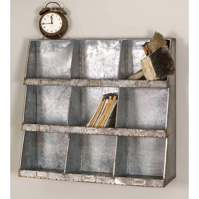Industral Style Vintage Farmhouse Country Rustic Galvanized Steel Wall Cubbies Shelves Bins (1)