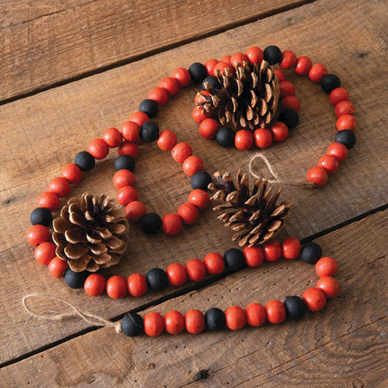 Colonial Tin Works Decorative Wood Beads, 66-inch Width, Orange
