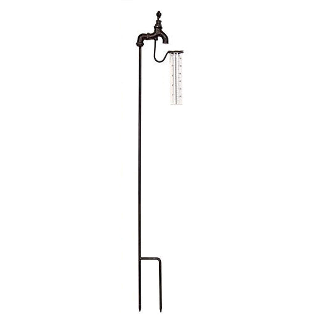 CTW Home 520031 Collection Water Spigot Garden Stake Rain Gauge, 33-inches, Height, White