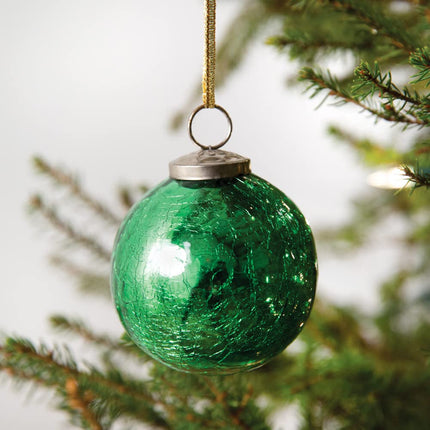 CTW Home Collection Crackled Glass Ball Ornament, 3-Inch Diameter, Set of 4