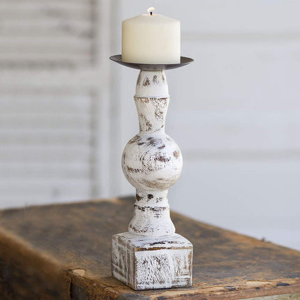 CTW Home Collection Wood Pillar Candle Holder with Square Base, 11.50 inch Height