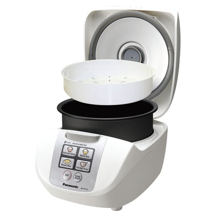 Panasonic 5 Cup (Uncooked) Rice Cooker with Fuzzy Logic and One-Touch Cooking for Brown Rice, White Rice, and Porridge or Soup - 1.0 Liter - SR-DF101 (White)
