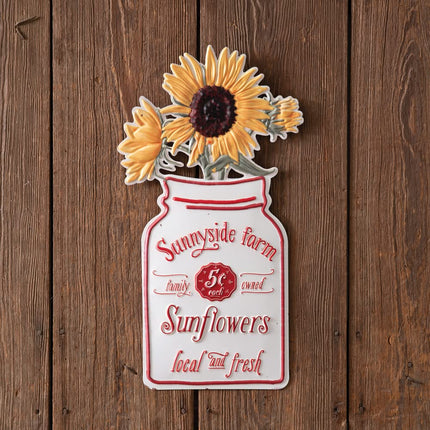 CTW Home Collection Sunnyside Farm Sunflowers Sign, 21.5-inch Height, Metal, Wall Accent, Home Decor