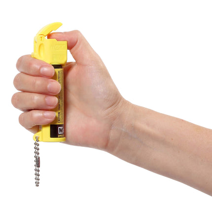 mace Brand Full Size Pepper Spray (Neon Yellow) - Accurate 12’ Powerful Pepper Spray with Flip Top Safety Cap, Leaves UV Dye on Skin - Great for Self-Defense