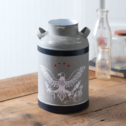 CTW Home Collection Bald Eagle Milk Can, 12-inch Height, Metal, Home, Home Décor