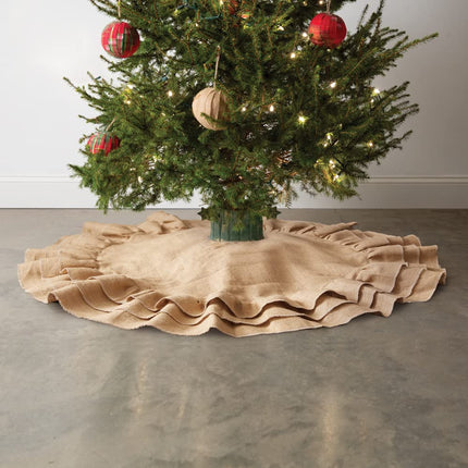 Colonial Tin Works Ruffled Christmas Tree Skirt, 50-inch Diameter, Burlap