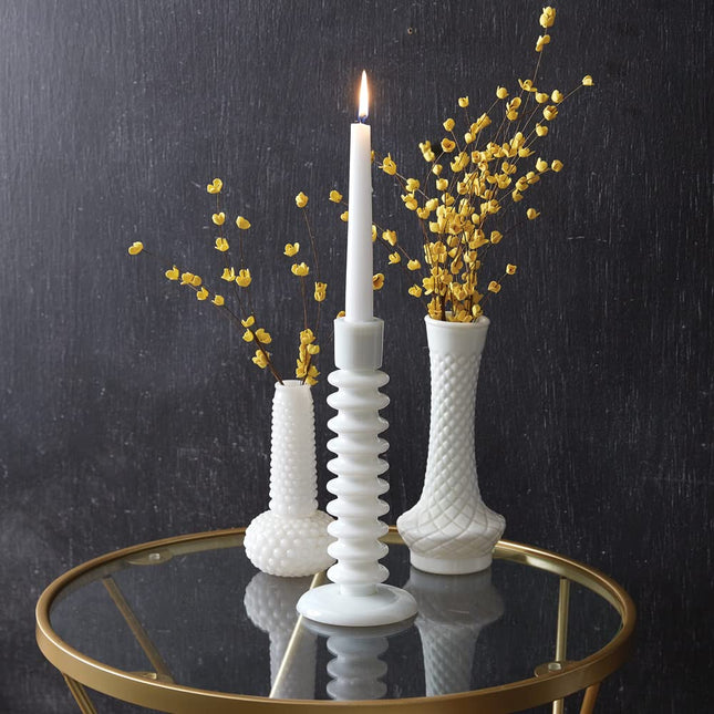 CTW 370766 Milk Glass Taper Candle Holder, 10-inch Height