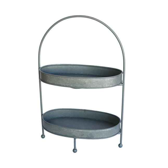 Rustic Two Tier Oval Metal Tray