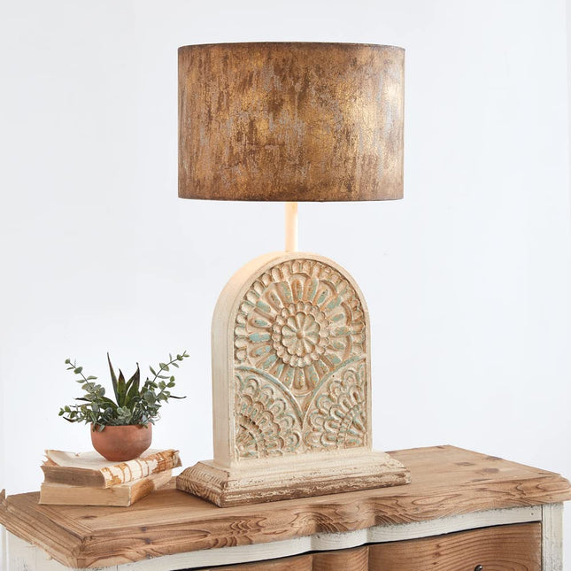 CTW Home Collection Donatella Table Lamp, 27-inch Height, Metal Shade, Wood Base, Home, Home Décor