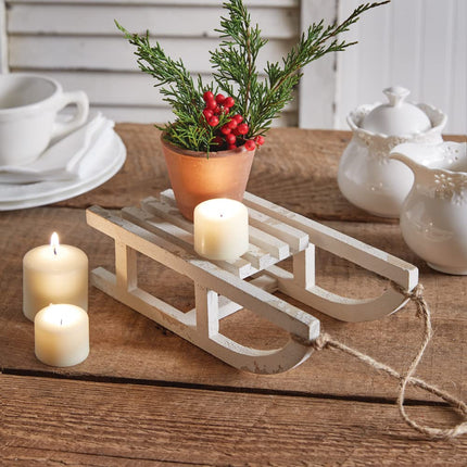 CTW Home Collection Christmas Tabletop Wood Sledge Decor, 9-inch Depth, Holiday Season Decoration