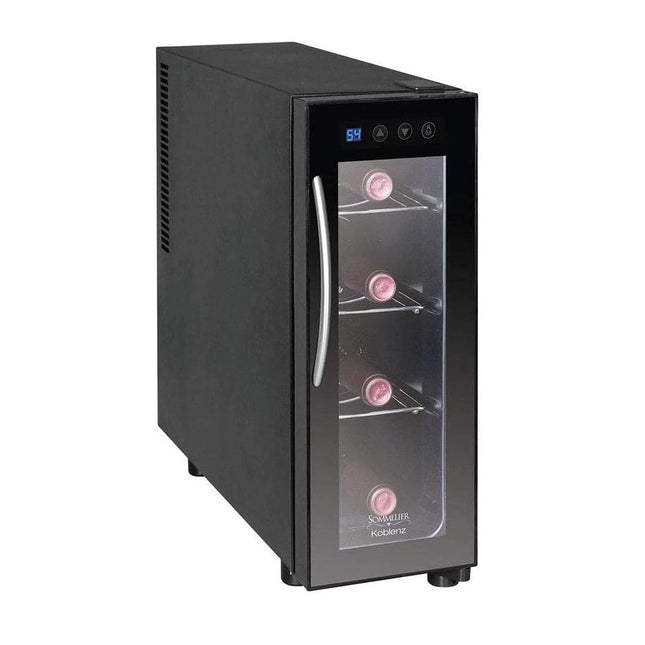 Koblenz EVFK-04 4-Bottle Free Standing Single Zone Fridge and Chiller Wine Cooler, One Size, Black,750 ML