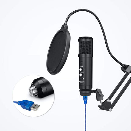 Blackmore Pro Audio USB Condenser Microphone Kit with Pop Filter & Boom Arm for Gaming, Streaming, Podcasts (BMP-25)