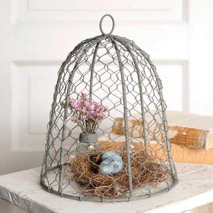 Colonial Tin Works 840045T Chicken Wire 10  Cloche Metal Rustic Farmhouse Gray