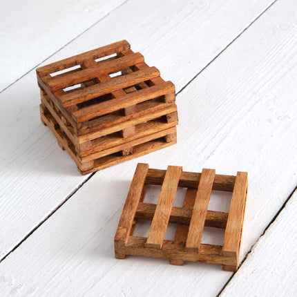 CTW Home Collection Set of Four Pallet Coasters, 3.25-inch Diameter, Wood