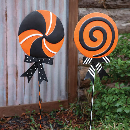 CTW Home Collection Metal Halloween Lollipop Stakes, Set of 2, 39-inch Height, Holiday Season Decoration
