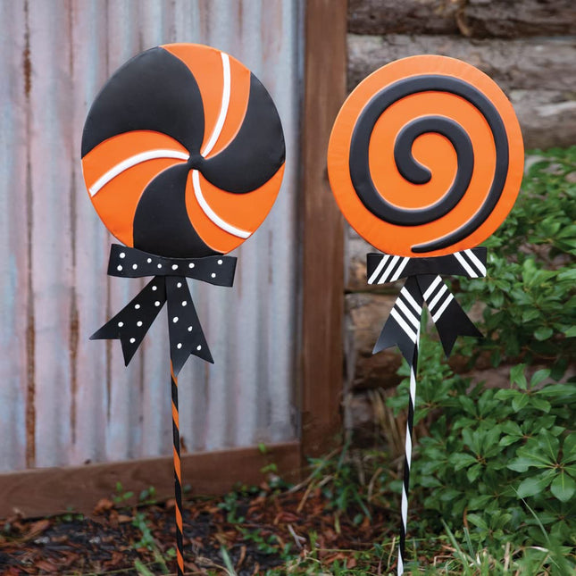 CTW Home Collection Metal Halloween Lollipop Stakes, Set of 2, 39-inch Height, Holiday Season Decoration