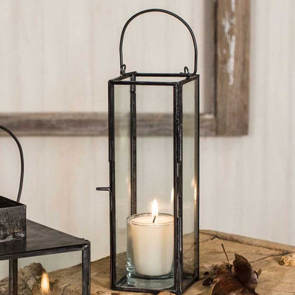 Thin Hayworth Candle Lantern, Black, 2.75 W x 2.75 D x 8 T