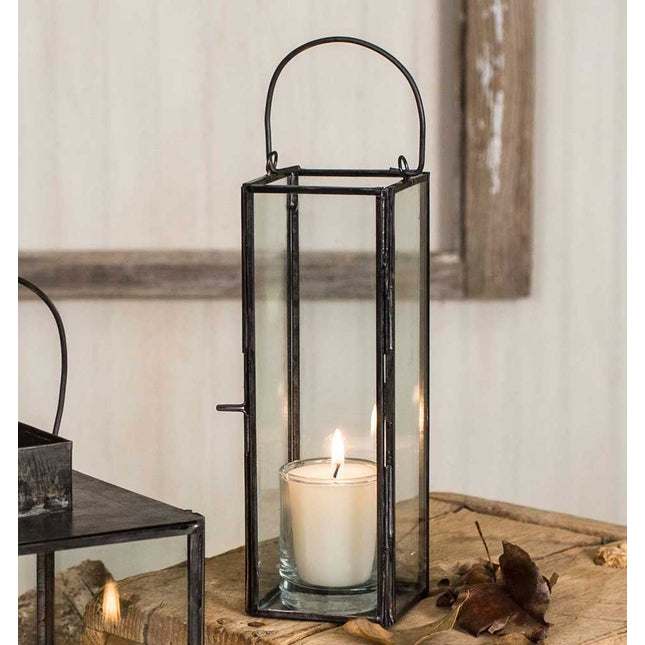 Thin Hayworth Candle Lantern, Black, 2.75 W x 2.75 D x 8 T