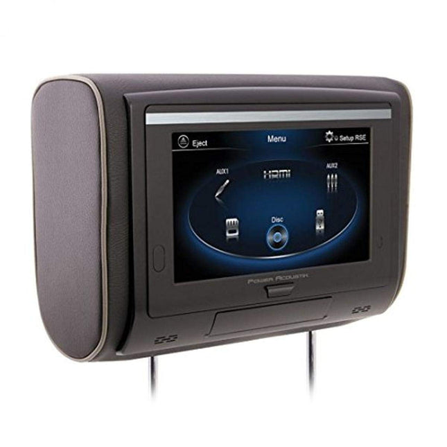 Power Acoustik HDVD-94 9"" LCD Universal Headrest with IR & FM Transmitters & 3 Interchangeable Skins (DVD Player), Black