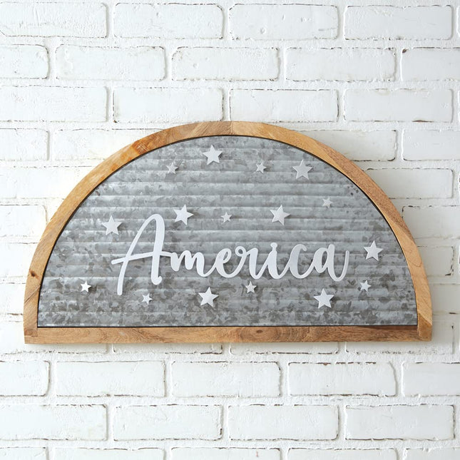 CTW 370719 Galvanized America Arched Wall Sign, 15.5-inch Height