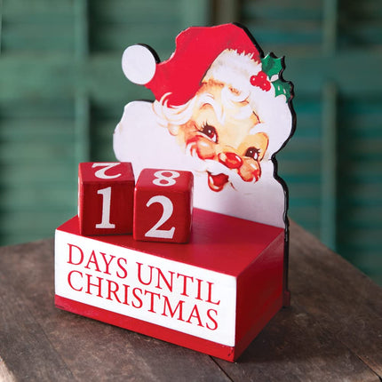 CTW Home Collection Christmas Countdown Blocks with Vintage Santa Design, 8-inch Height, MDF, Decorative Holiday Accessory