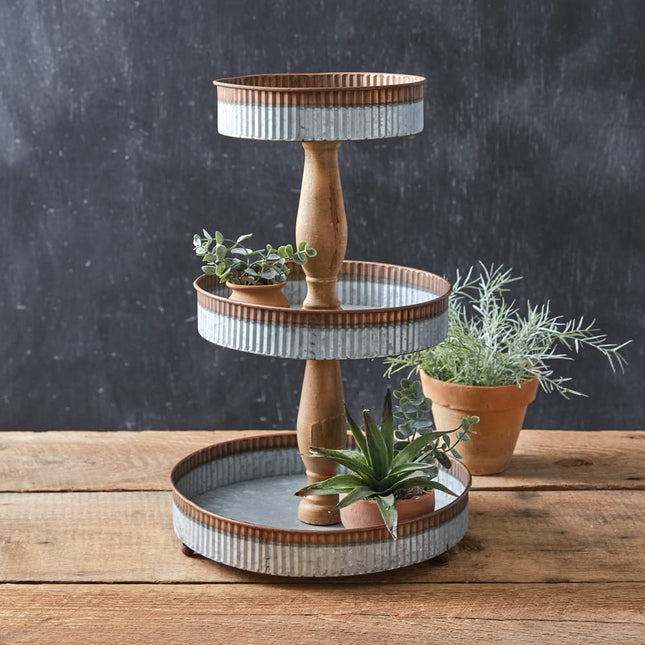 CTW Home Collection Tiered Two-Tone Display Stand, 18.25-inch Height, Metal, Tabletop Organizer, Decorative Accent, Home Decor