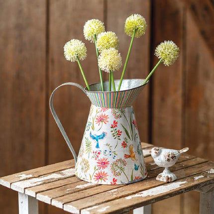 CTW Home Collection 440018 Tall Metal Pitcher with Floral Design