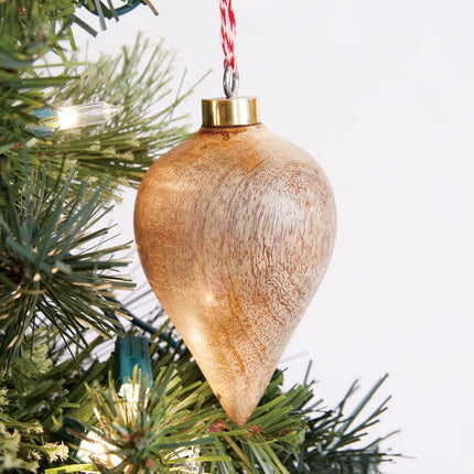 CTW Home Collection Turned Wood Christmas Ornaments, 3 inches Height