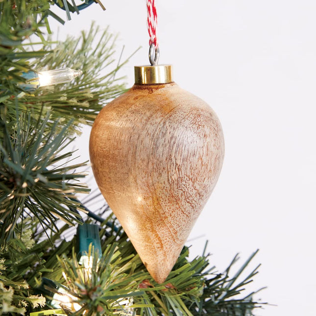 CTW Home Collection Turned Wood Christmas Ornaments, 3 inches Height