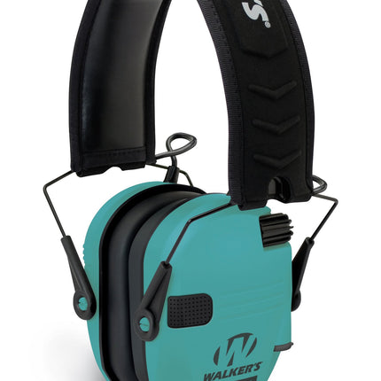 Walker's Razor Slim GWP-RSEM-LTL Electronic Muff Light Teal, 2 'AAA' Batteries