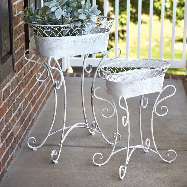 CTW Home Collection Scrolled Planters, 37-inch Height, Set of 2, Metal, Home, Home Décor