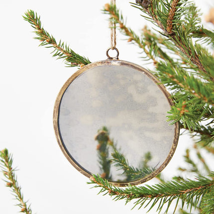 CTW Home Collection Antique Mercury Glass Circle Ornament, 4-Inc Diameter, 4.5-Inc Height