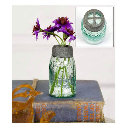CTW Home Collection Mini Mason Jar With Flower Frog - Box of 6, 2.5-inches Height, Multicolor