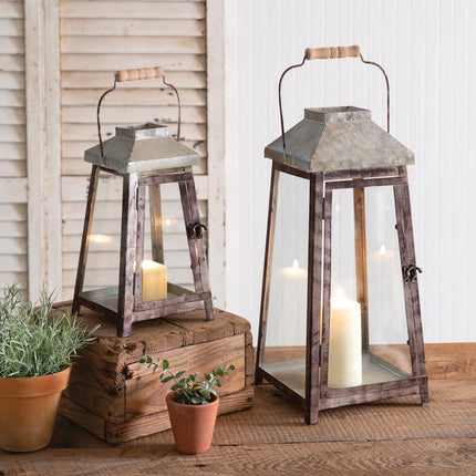 CTW Home Collection Edison Decorative Candle Lanterns, Set of 2, Metal, Tabletop or Hanging Decoration