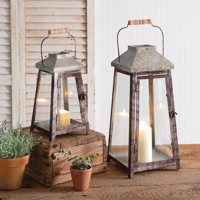CTW Home Collection Edison Decorative Candle Lanterns, Set of 2, Metal, Tabletop or Hanging Decoration
