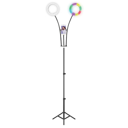 Supersonic SC-2710SR Dual 8 Selfie Ring Lights with Tripod Stand and Cell Phone Holder for Live Stream/Makeup with Dimmable LED Lighting TikTok/YouTube/Instagram/Zoom Calls