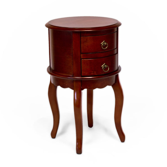 All Things Cedar Classic Accents DS009 Twin Drawer Round Hall Table, Cherry