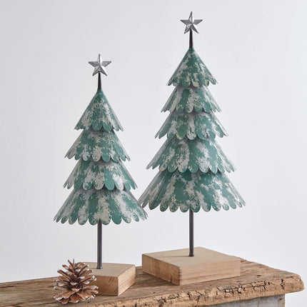 CTW Home Collection Metal Evergreen Christmas Trees, Set of 2, Holiday Season Decoration