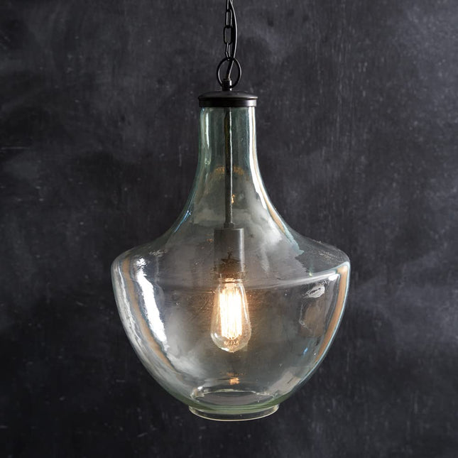 CTW Home Collection Blown Glass Pendant Lamp, 19-inch Height, Clear, Home Decor, Hanging Decoration, Indoor Outdoor Display
